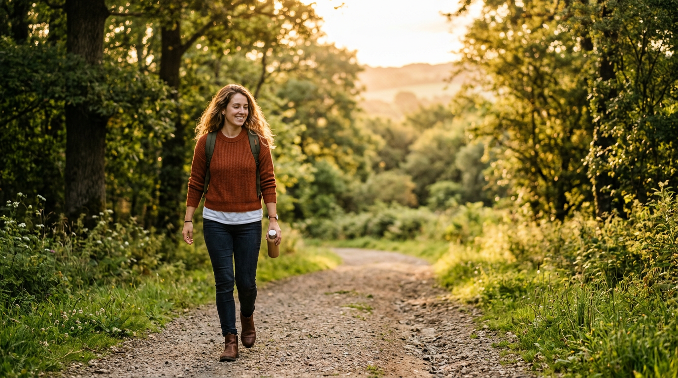 Persona caminando al aire libre al amanecer